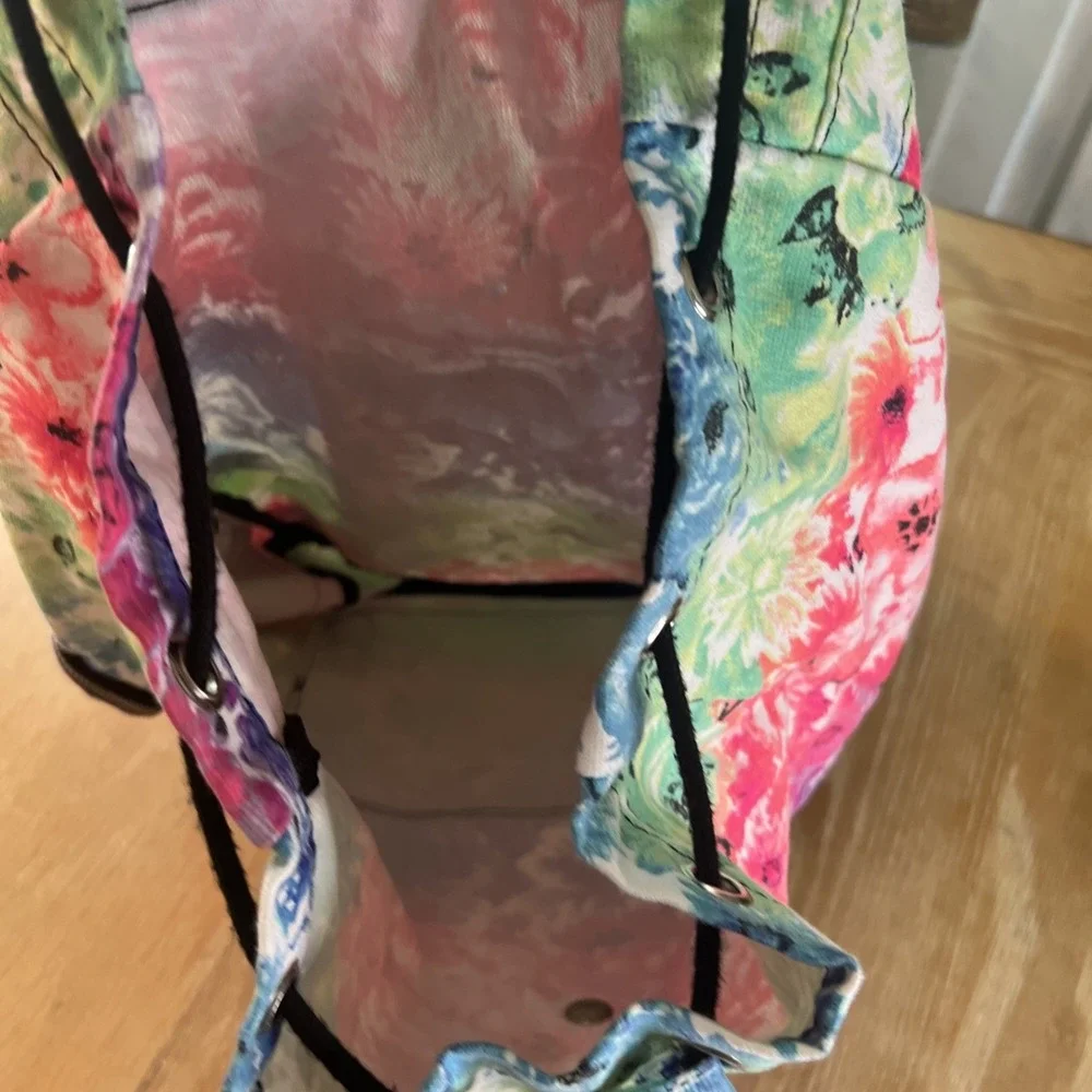 Victoria Secret PINK~Super Cute Multi-Color Floral print Backpack Tie Dye‎